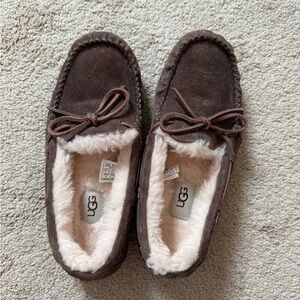UGG Tan Suede Slippers with Plush Lining
